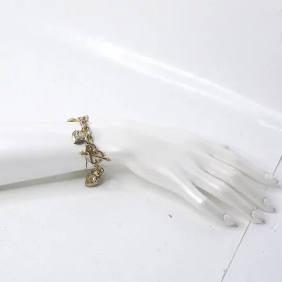 Vintage Juicy Couture Gold Charm Bracelet Y2K Blowfish Heart Crystals Palm Tree - Picture 5 of 11